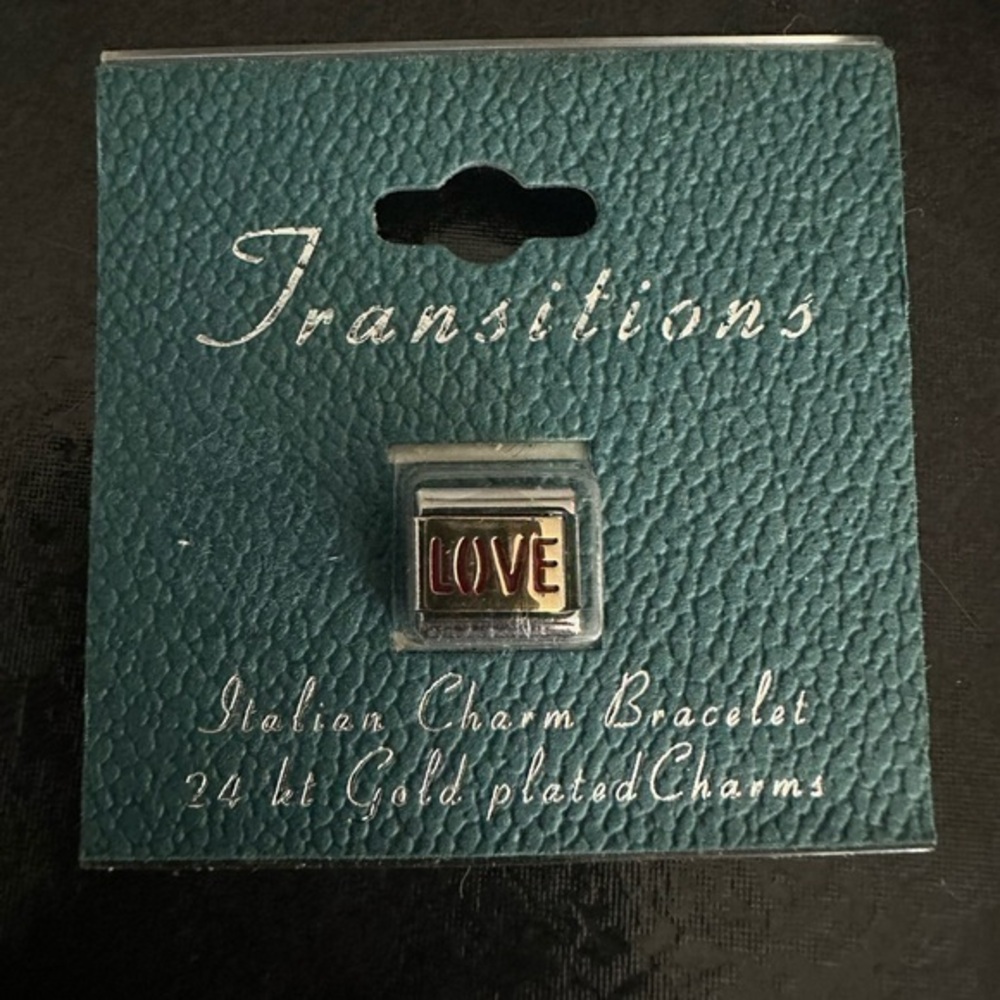 Transitions Italian Charm Bracelet Charm - LOVE - 24KT Gold Plated